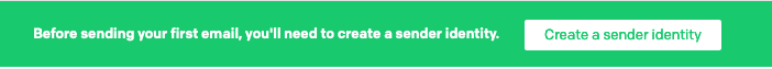 Screenshot of banner prompting the user to create a sender identity