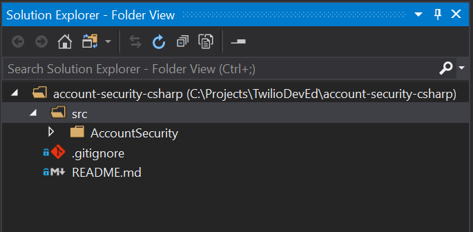 Visual Studio 2019 Solution Explorer Folder View