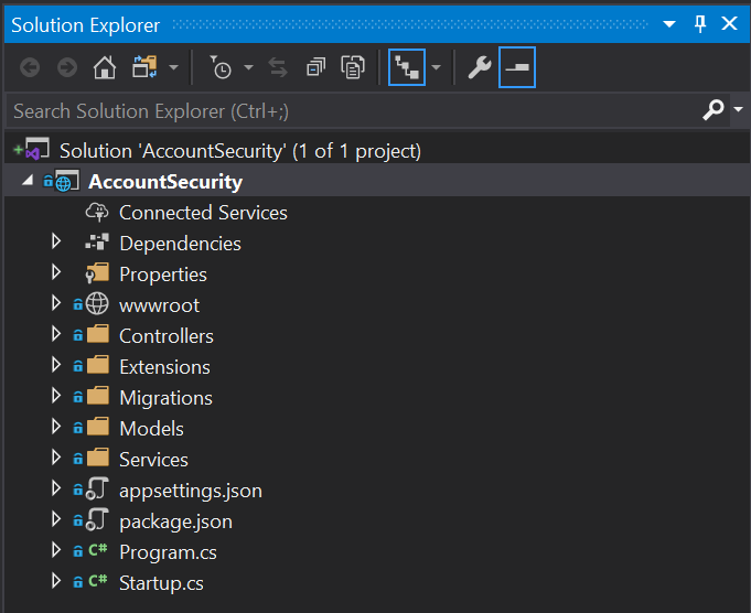 Visual Studio Solution Explorer Solution View