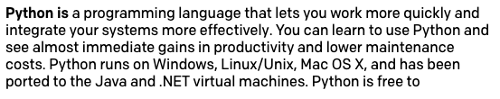 Complétion de « Python est »