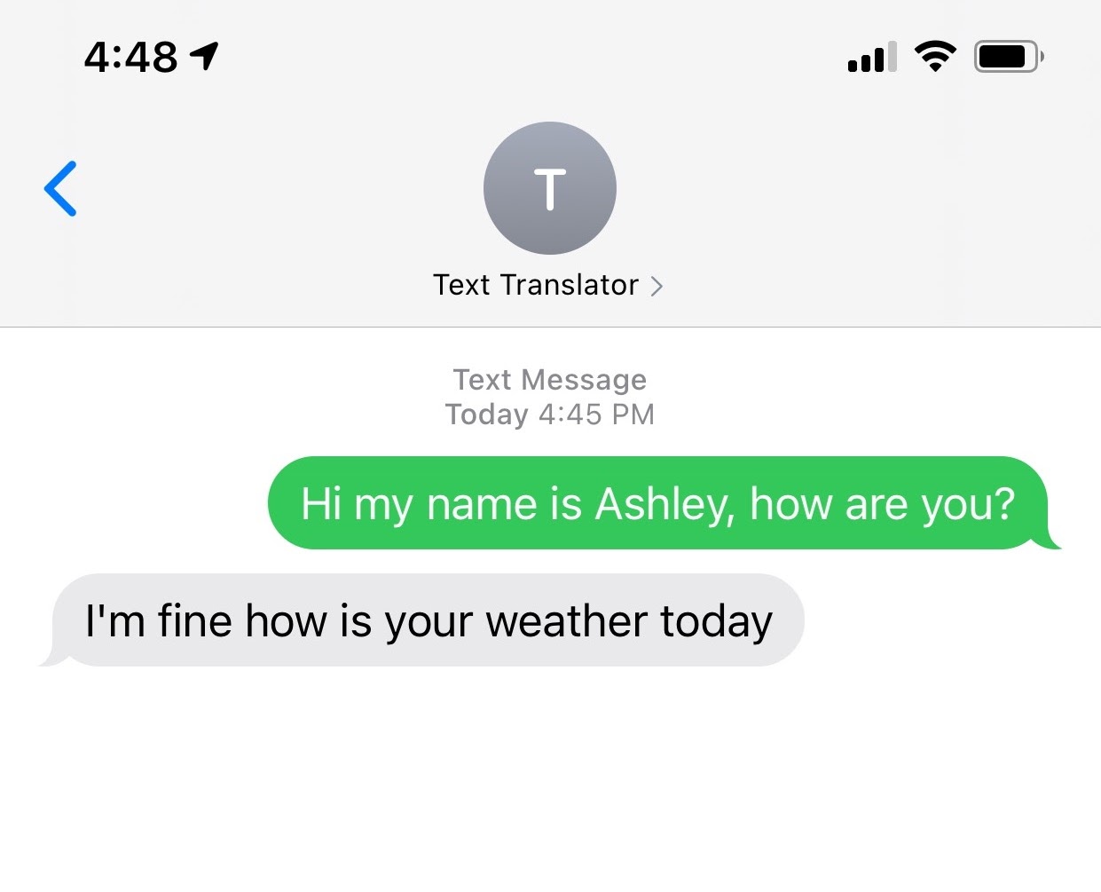 Screenshot of English text-messages on my personal number