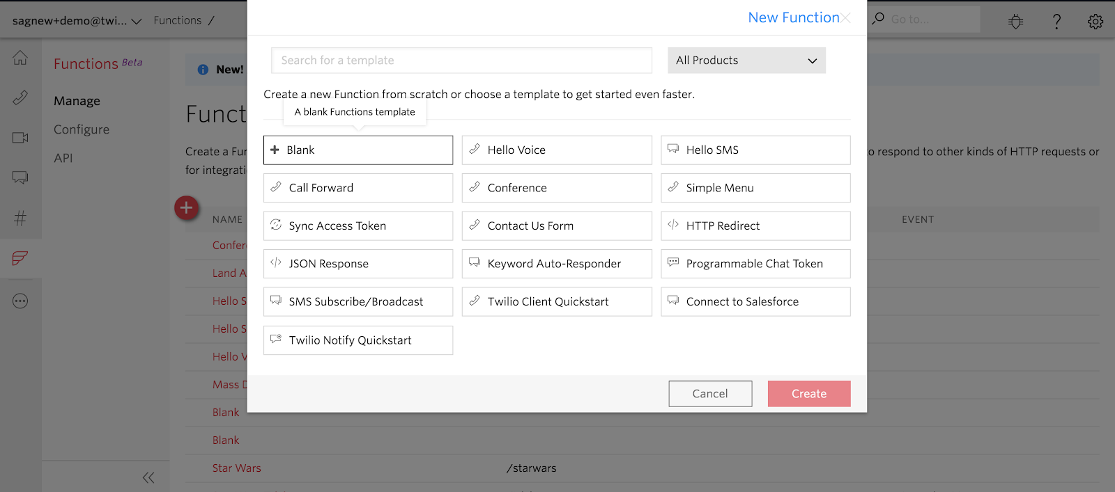 Create a Twilio Function