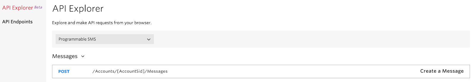 API Explore for SMS