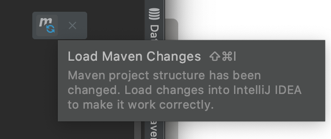 load maven changes button inside of intelliJ