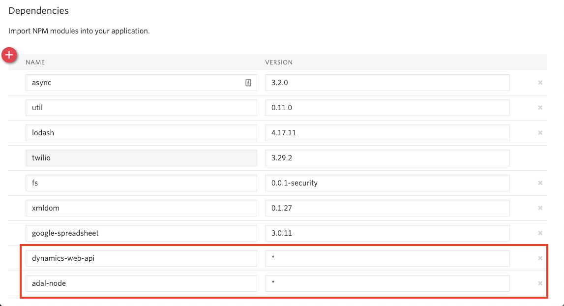 Adding dependencies to Functions