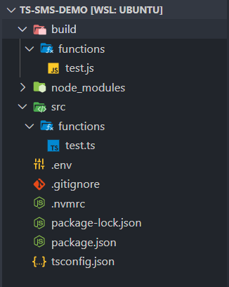 A view of the TypeScript source file and the output.