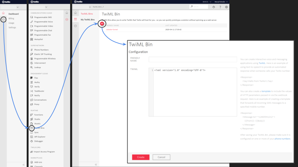 TwiML Bin flow diagram from sidebar