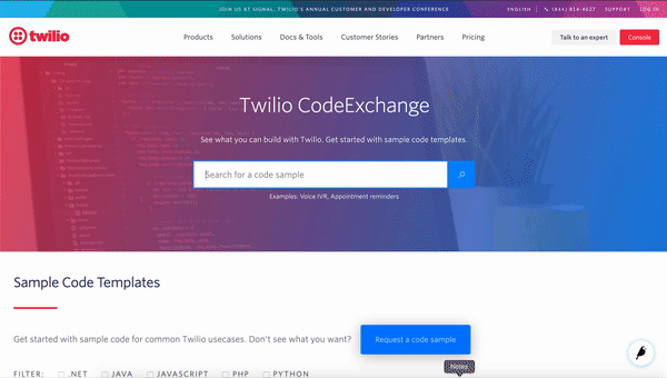 GIF showing how to search CodeExchange
