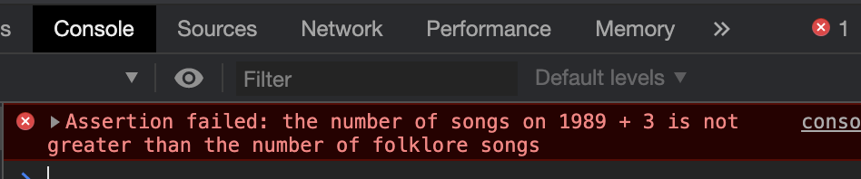 assertion failed in console