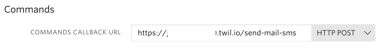 The commands area where you can add a callback URL for the M2M commands sent from your device