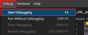 start debugging