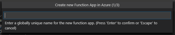 enter name for azure function