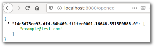 Example JSON in the browser for `/opened` endpoint