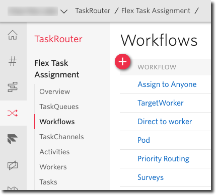 Workflows screenshot from the console