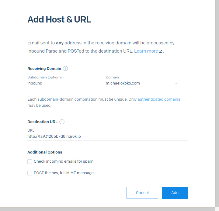 Add Host & URL to SendGrid Inbound Parse