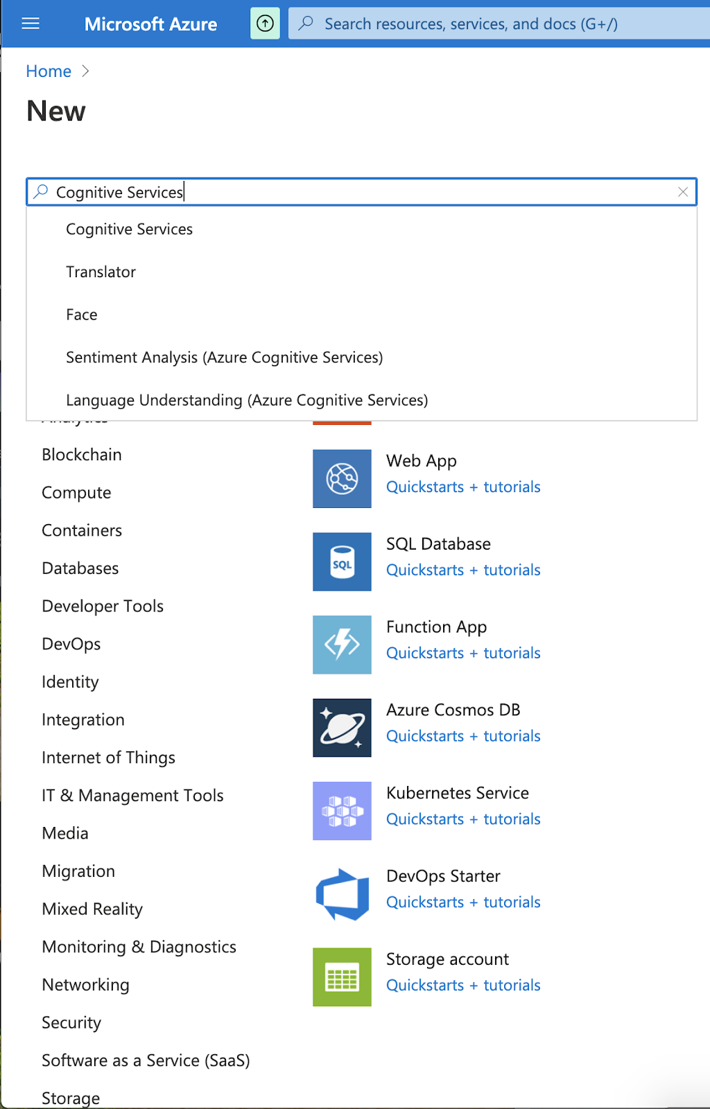 Microsoft Azure Search for New Cognitive Services