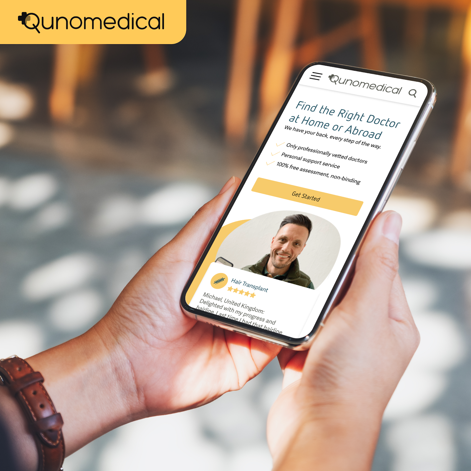 Qunomedical website on iPhone