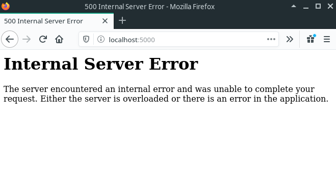 internal server error