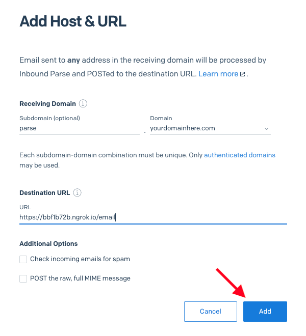 add host & url