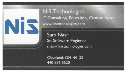 Sam Nasr business card image