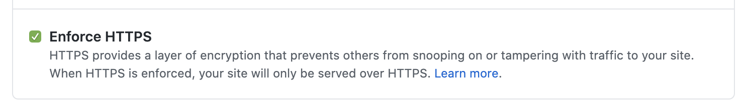 Enforce HTTPS checkbox