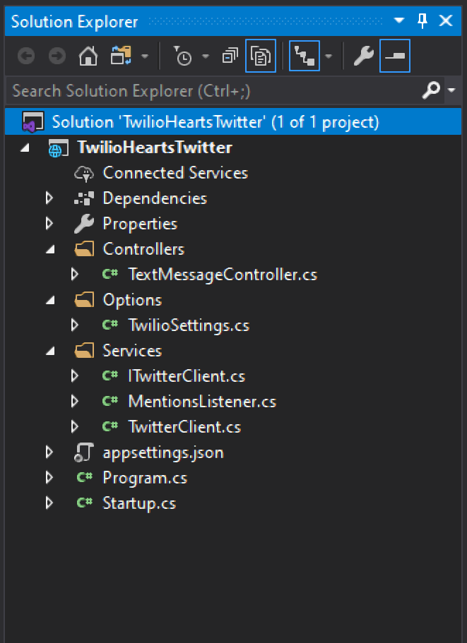 Visual Studio 2019 Solution Explorer screenshot