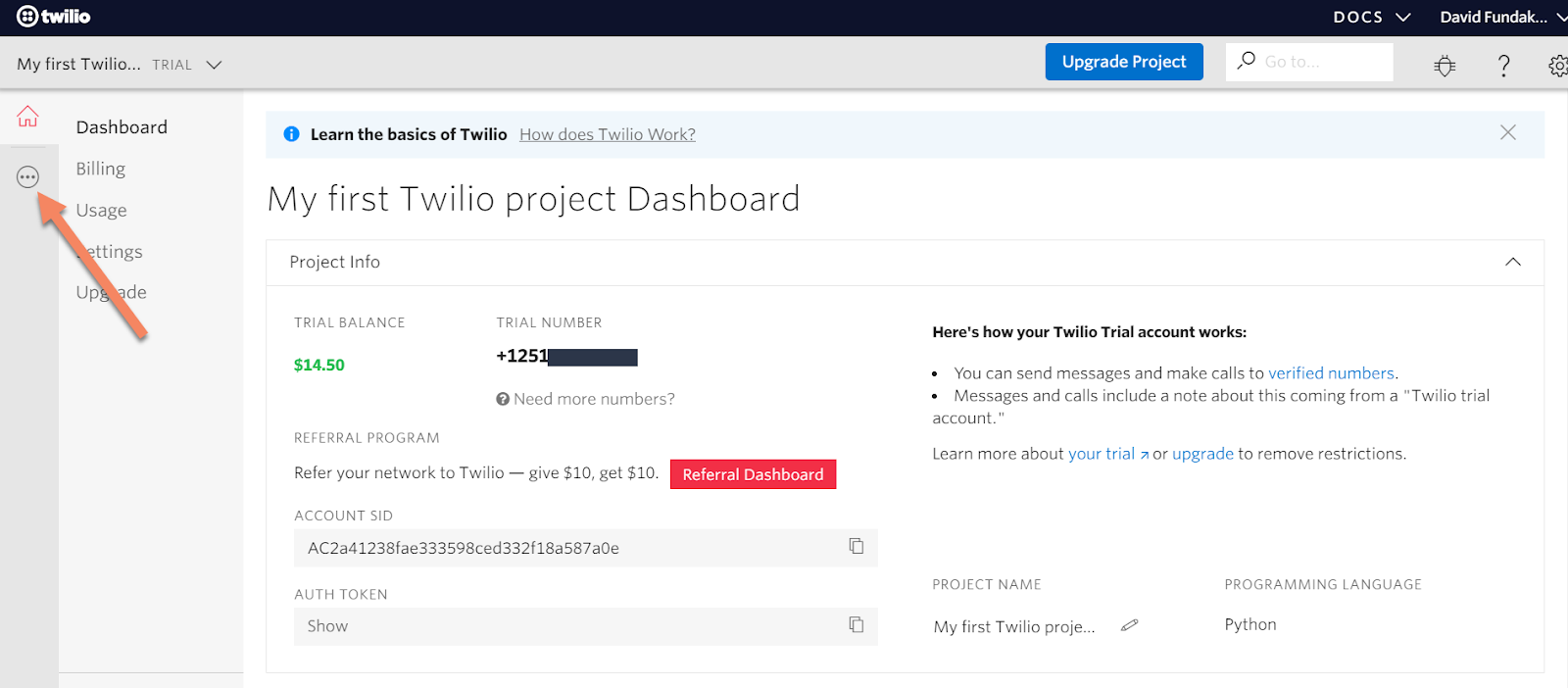 twilio dashboard