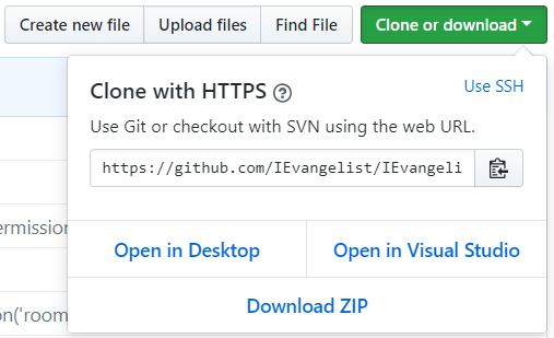 GitHub website screenshot showing clone button