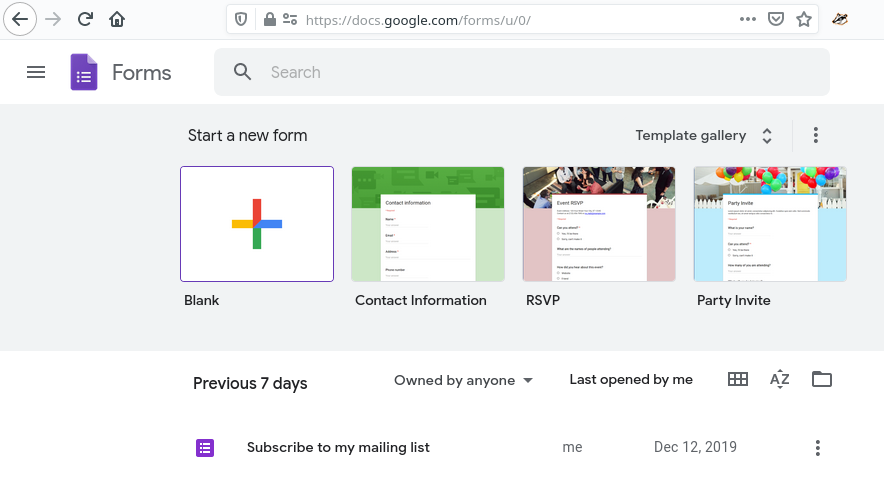 Google Forms screenshot