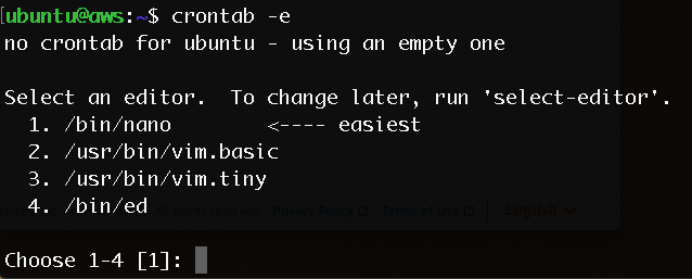 Choice of editors when running crontab -e for the first time