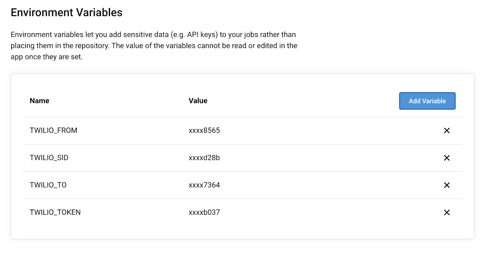 CircleCl Environment variables