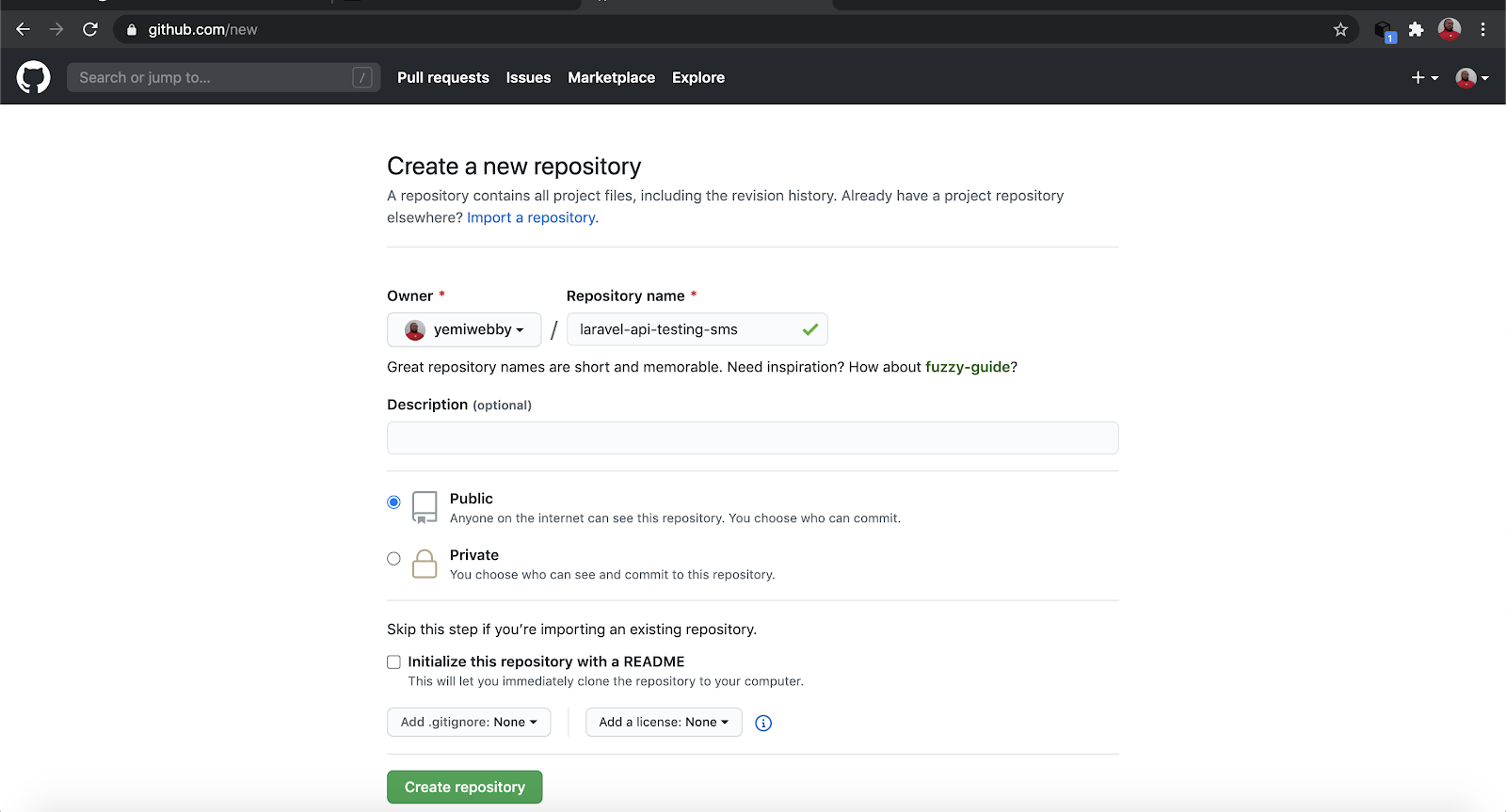 GitHub new repository