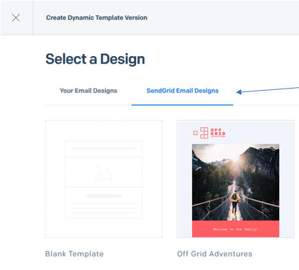 select a sendgrid design