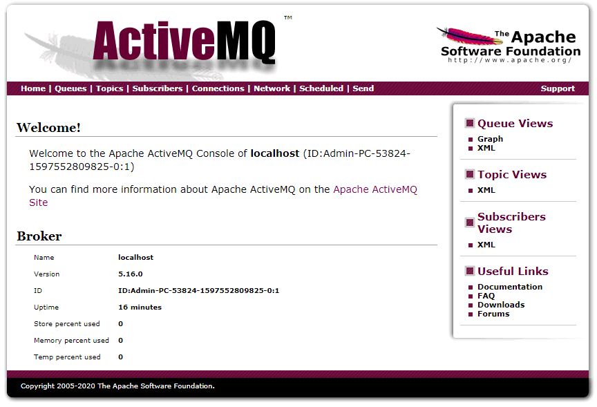 ActiveMQ Home page screenshot