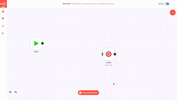 animated screenshot showing creating of the Airtable node