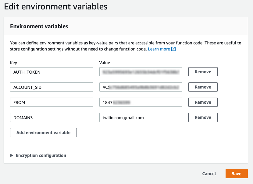Edit environment variables inside AWS Lambda