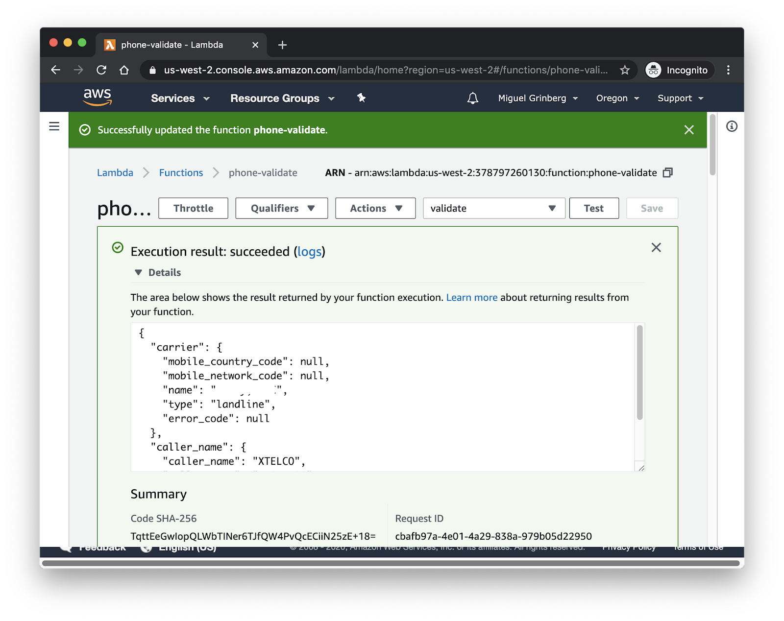 lambda test execution results