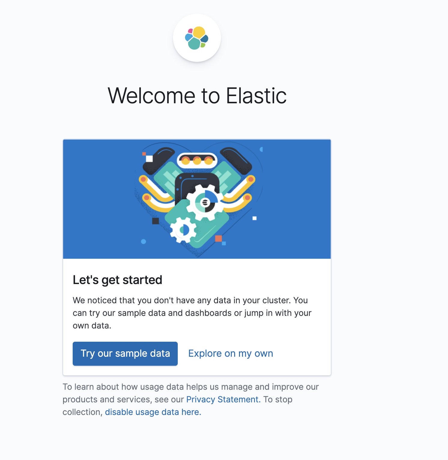 welcome to elastic - let&#x27;s get started screen