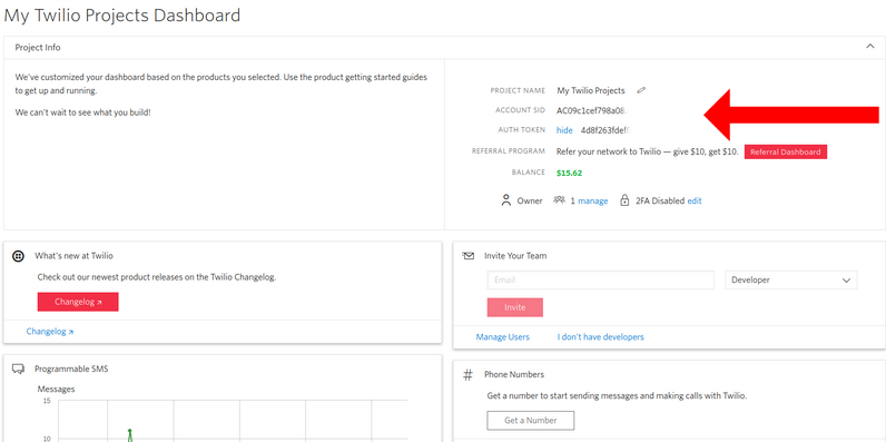 twilio account sid and auth token