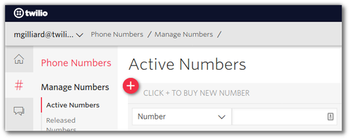Capture d&#x27;écran de la console Twilio achetant un numéro de téléphone