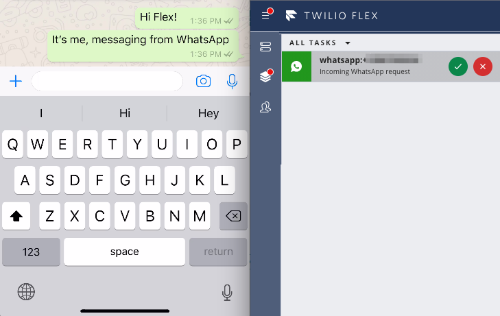 Captura de pantalla de WhatsApp en Flex