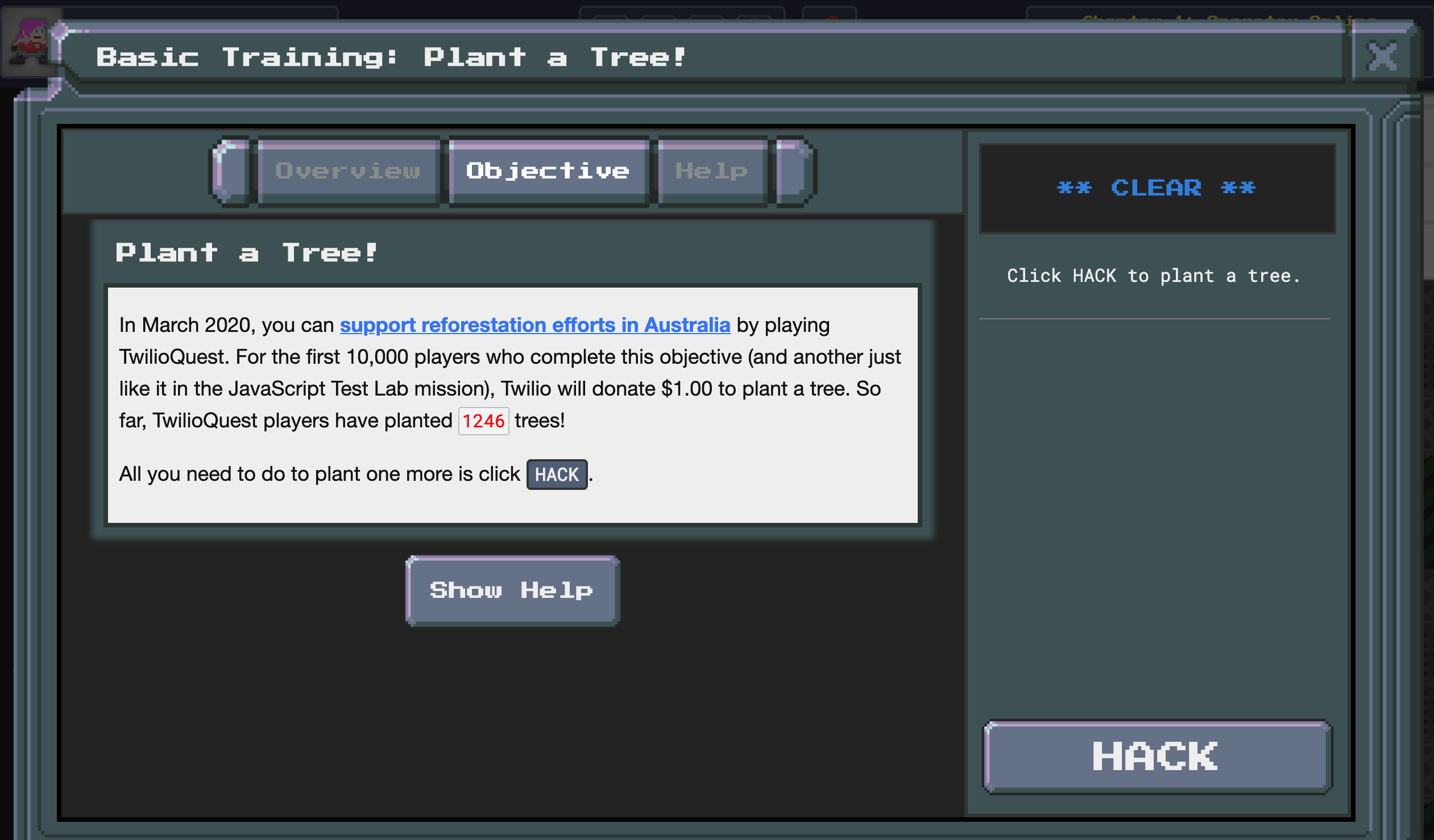 TwilioQuest Tree-planting chest
