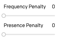 Frequency and Presence penalty options