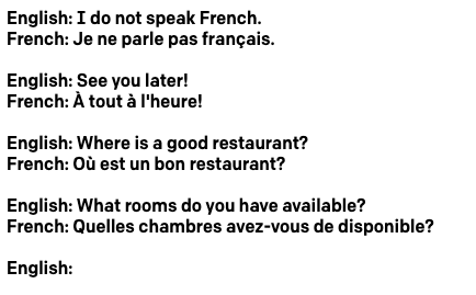 English to French translation preset