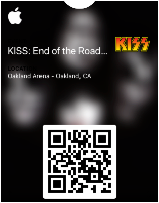 QR code file of the KISS concert in Oakland, CA