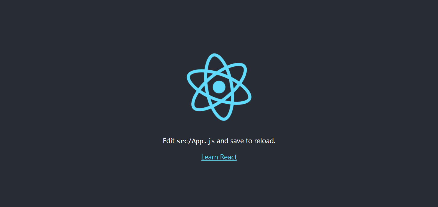 Screenshot of default react app in browser