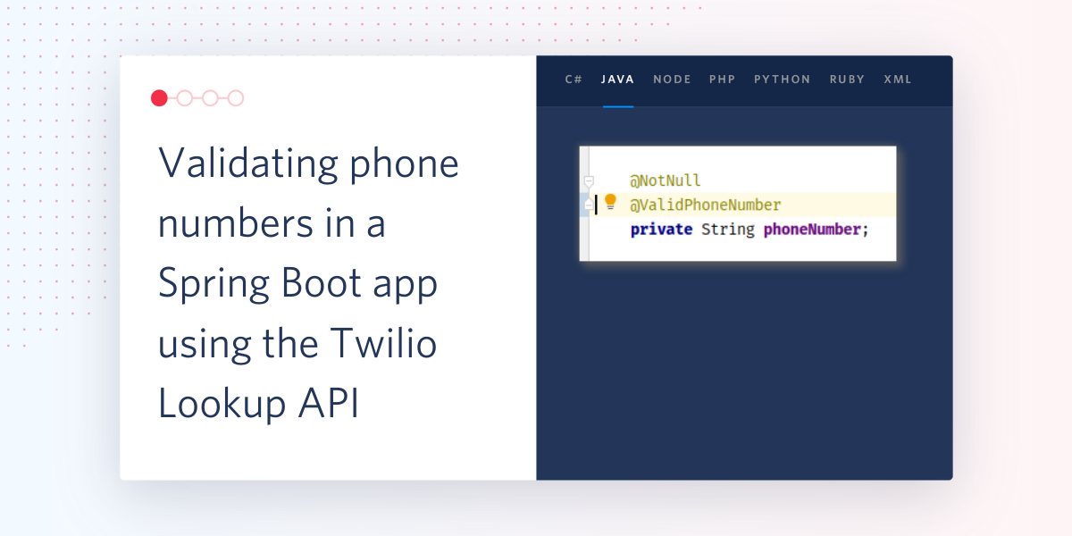 Validating phone numbers in a Spring Boot app using the Twilio Lookup API