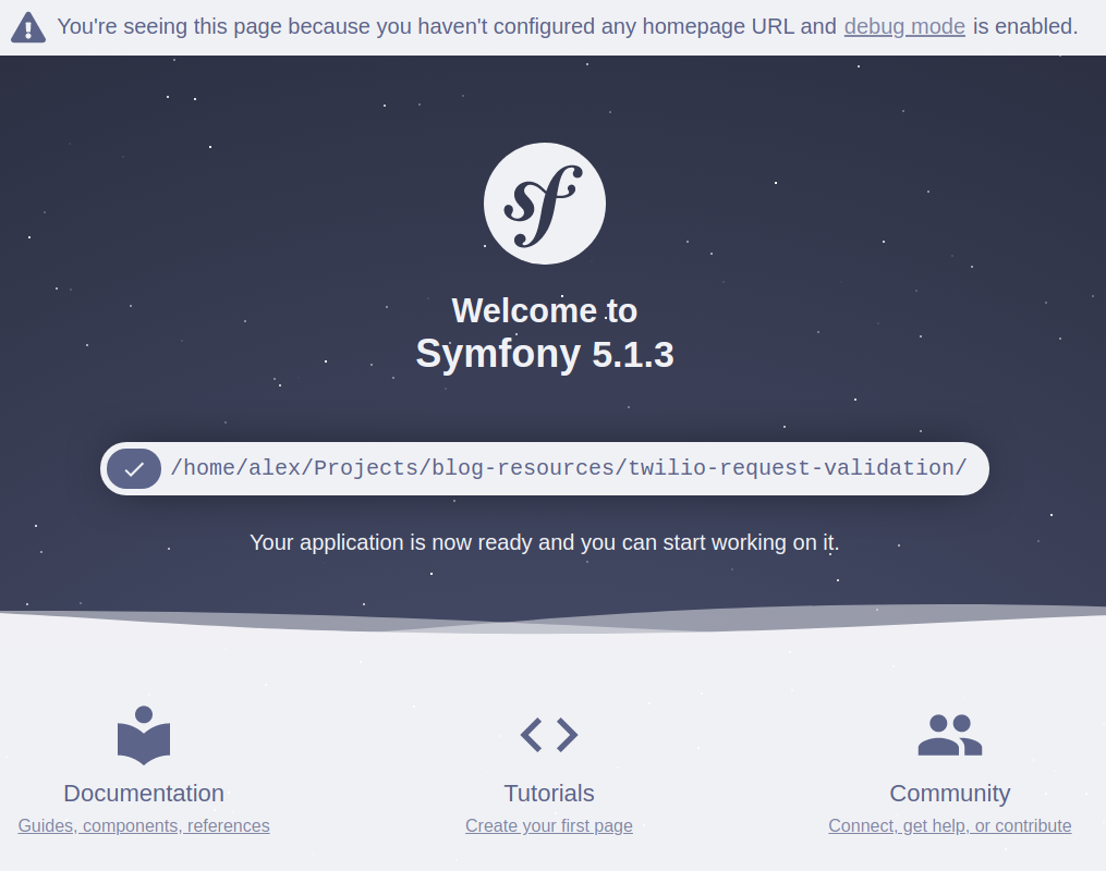 Symfony developer landing page