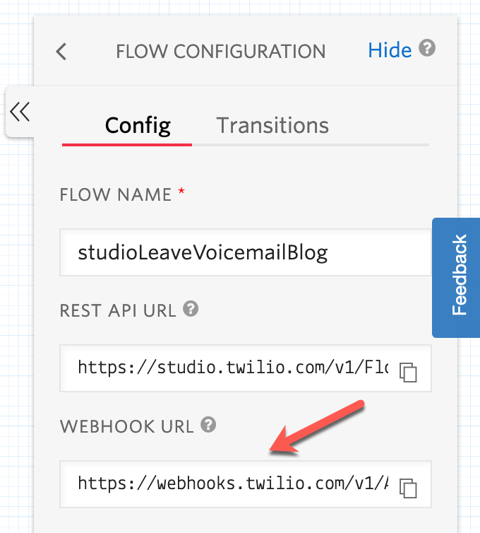 Webhook URL inside a Twilio Studio flow