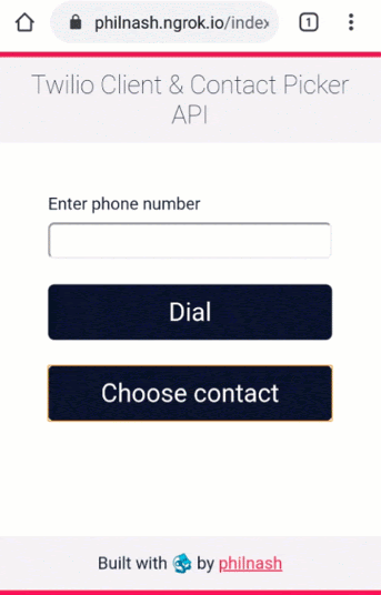 An animation showing the contact picker working with the application.